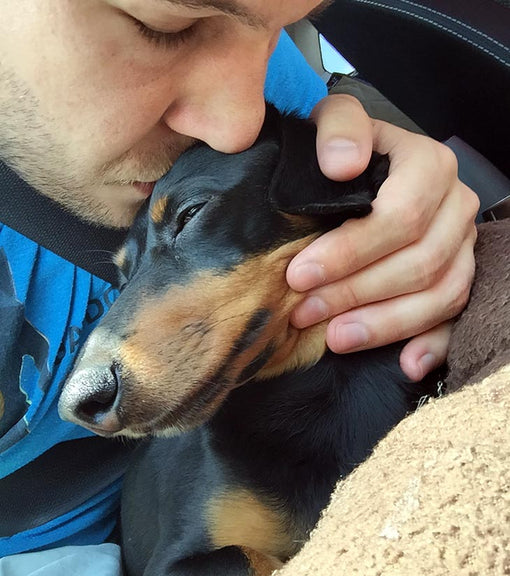crusoe dachshund and dad