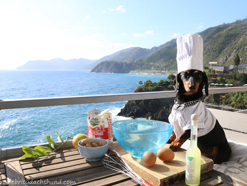 Chef Crusoe makes a dessert on the Italian coastline