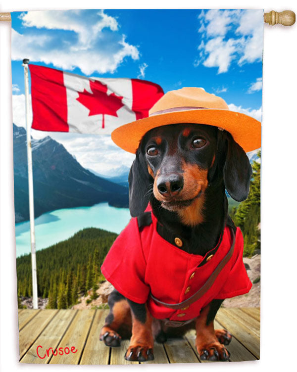 Canadian Dachshund Garden Flag