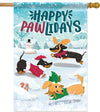 adorable dachshund Christmas flag happy pawlidays